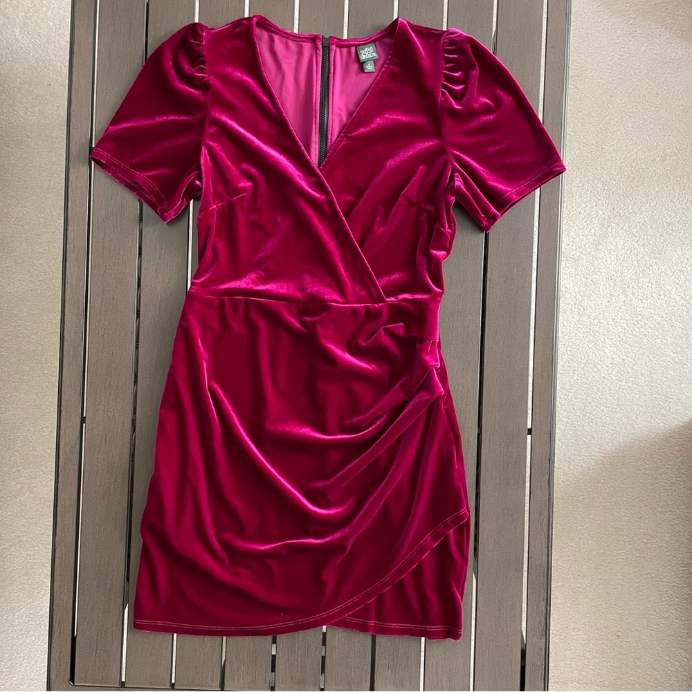 Wild Fable Velvet Mini Dress in Deep Red